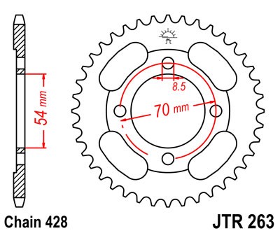 Řetězová rozeta JT JTR 263-38 38 zubů, 428