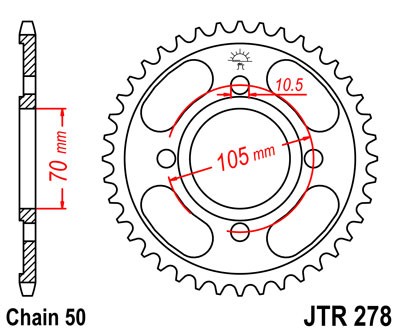 Řetězová rozeta JT JTR 278-37 38 zubů, 530