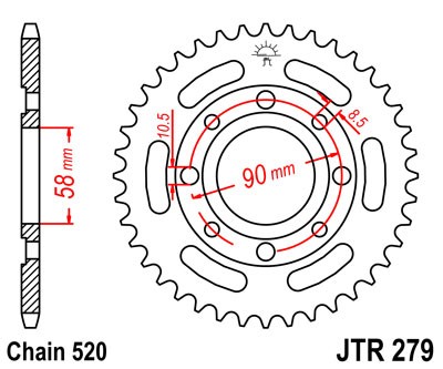 Řetězová rozeta JT JTR 279-38 38 zubů, 520