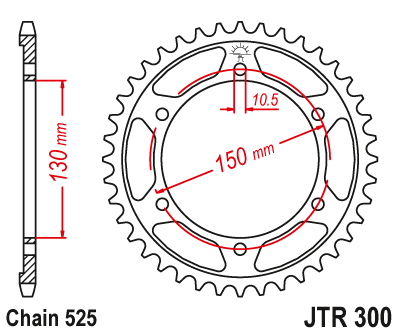 Řetězová rozeta JT JTR 300-48ZBK 48 zubů, 525 Černý zinek