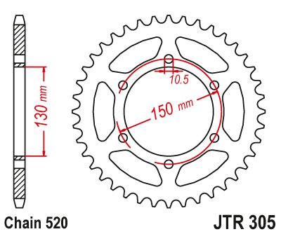 Řetězová rozeta JT JTR 305-46 46 zubů, 520