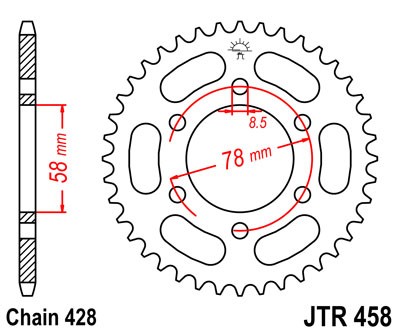 Řetězová rozeta JT JTR 458-38 38 zubů, 428