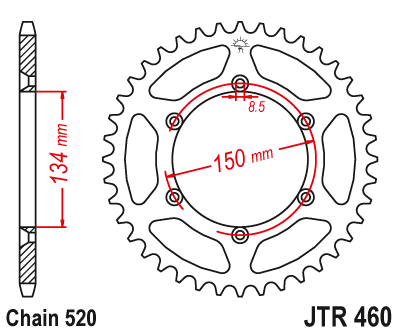 Řetězová rozeta JT JTR 460-48SC 48 zubů, 520 Samočistící, Nízká hmotnost