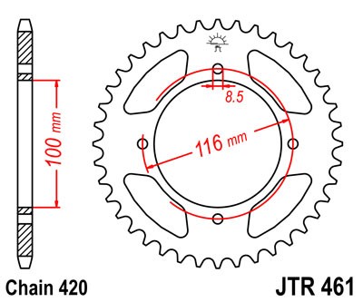 Řetězová rozeta JT JTR 461-49 49 zubů, 420