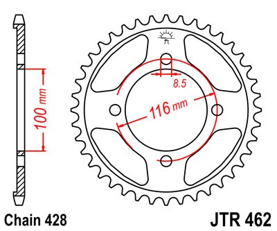 Řetězová rozeta JT JTR 462-51 51 zubů, 428