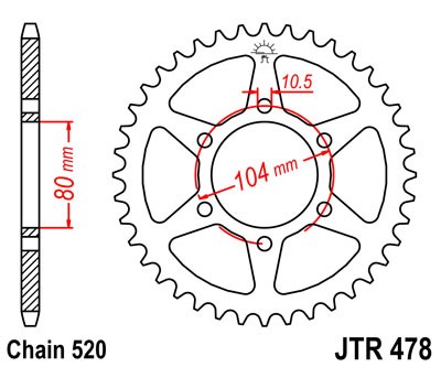 Řetězová rozeta JT JTR 478-42 42 zubů, 520