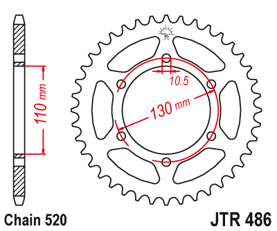 Řetězová rozeta JT JTR 486-46 46 zubů, 520
