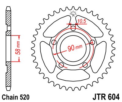 Řetězová rozeta JT JTR 604-44 44 zubů, 520