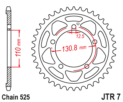 Řetězová rozeta JT JTR 7-46ZBK 46 zubů, 525 Černý zinek