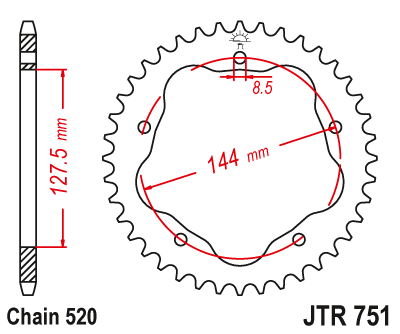 Řetězová rozeta JT JTR 751-38 38 zubů, 520