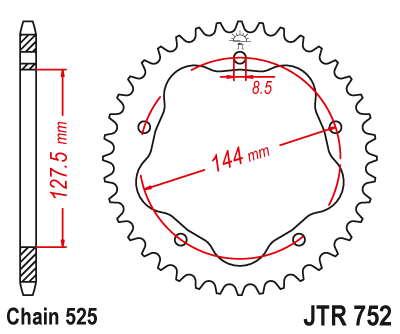 Řetězová rozeta JT JTR 752-39 39 zubů, 525