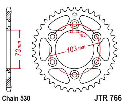 Řetězová rozeta JT JTR 766-43 43 zubů, 530