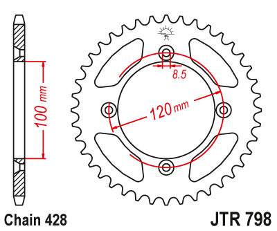 Řetězová rozeta JT JTR 798-51 51 zubů, 428