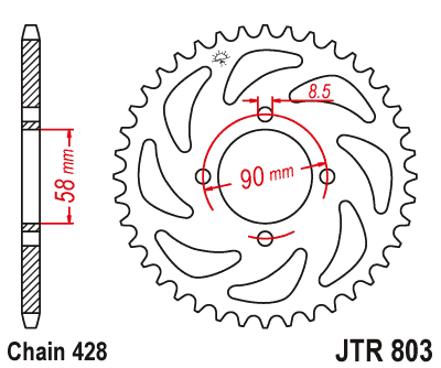 Řetězová rozeta JT JTR 803-45 45 zubů, 428