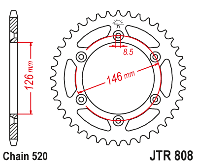 Řetězová rozeta JT JTR 808-47SC 47 zubů, 520 Samočistící, Nízká hmotnost