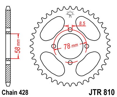 Řetězová rozeta JT JTR 810-50 50 zubů, 428