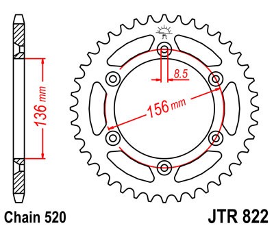 Řetězová rozeta JT JTR 822-49 49 zubů, 520