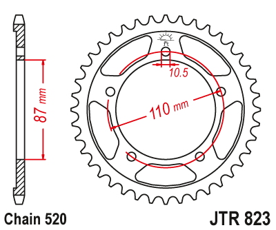 Řetězová rozeta JT JTR 823-47 47 zubů, 520