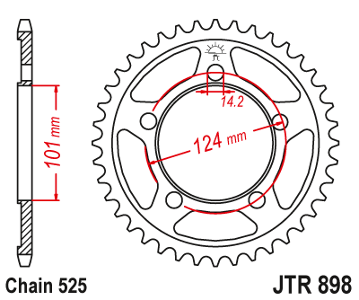 Řetězová rozeta JT JTR 898-44 44 zubů, 525