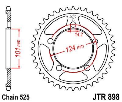 Řetězová rozeta JT JTR 898-41 41 zubů, 525