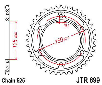 Řetězová rozeta JT JTR 899-42ZBK 42 zubů, 525 Černý zinek