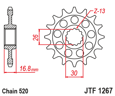 Pinion fata JT 16T, 520 rubber cushioned [1]