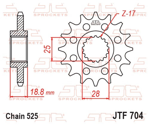 Pinion fata JT 17T, 525 rubber cushioned [1]