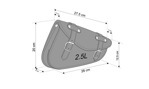 Leather saddlebag CUSTOMACCES DETROIT Negru stanga [1]