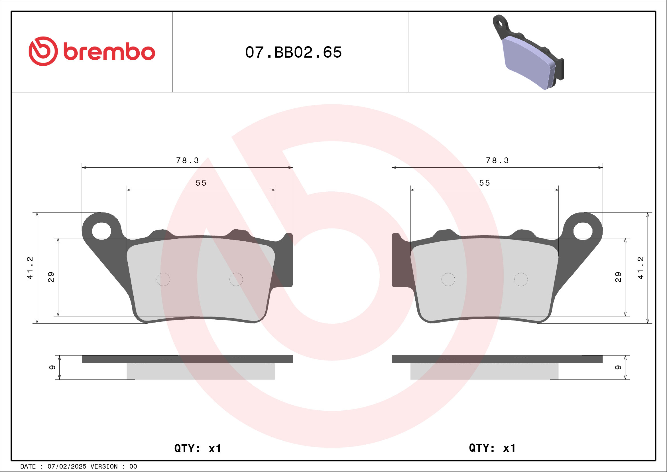 Brzdové obloženie BREMBO 07BB0265 GENUINE