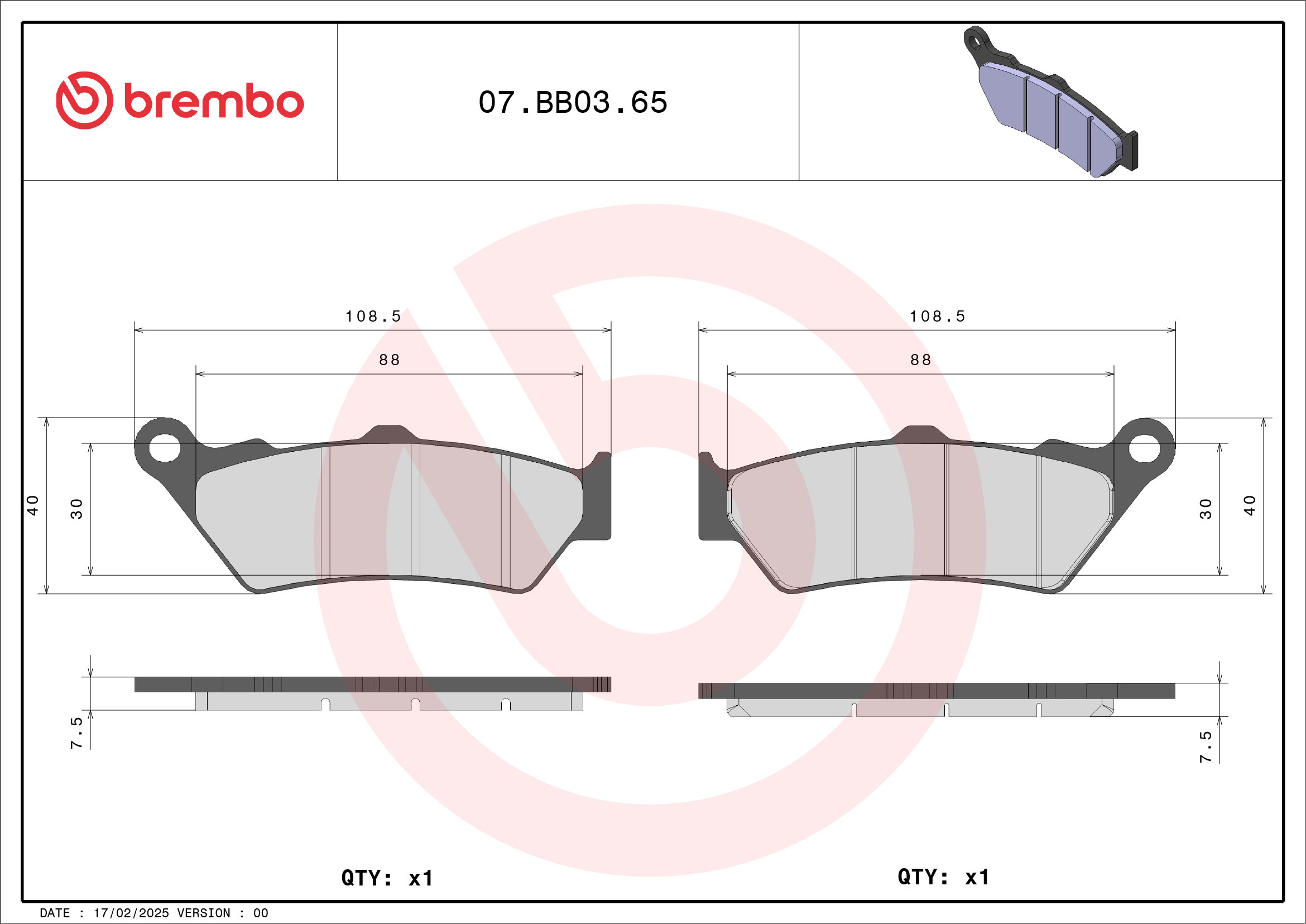 Brzdové obloženie BREMBO 07BB0365 CC ROAD