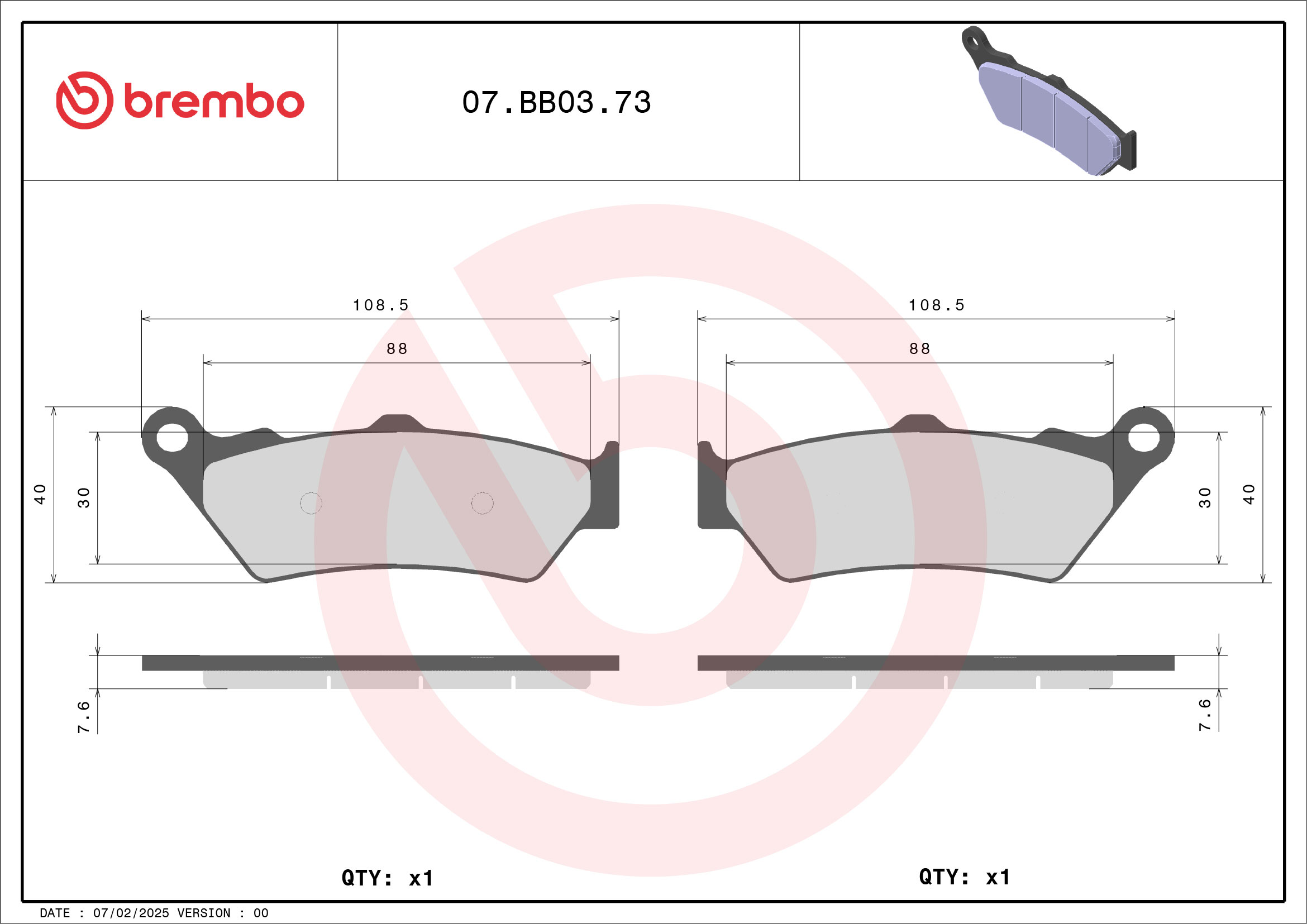 Brzdové obloženie BREMBO 07BB0373 CC ROAD