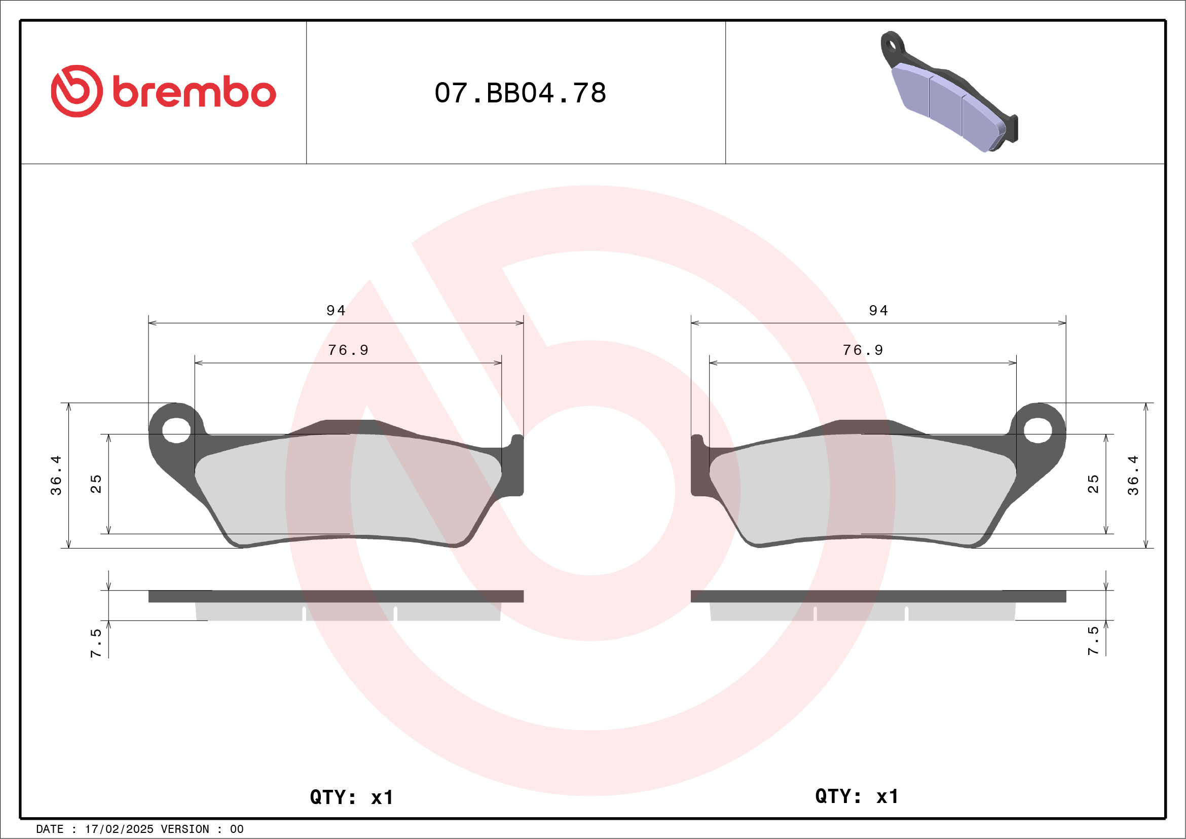 Brzdové obloženie BREMBO 07BB0478 CC ROAD