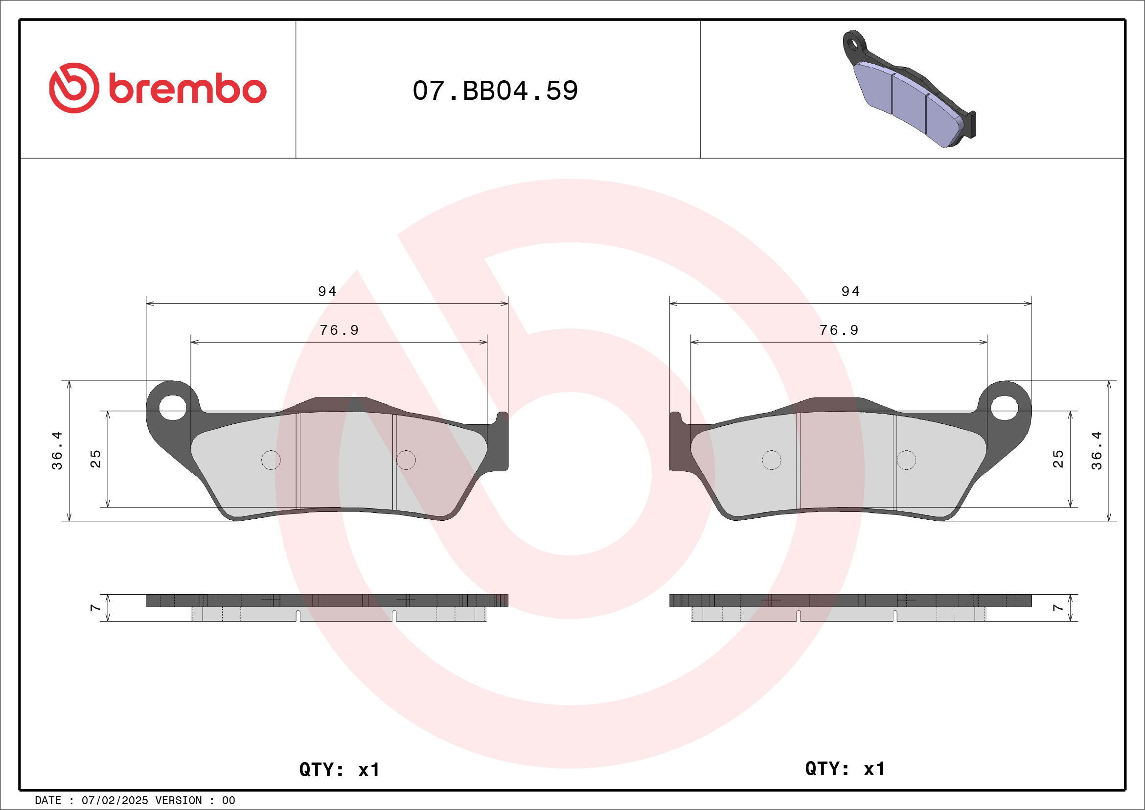 Brzdové obloženie BREMBO 07BB0483 GENUINE