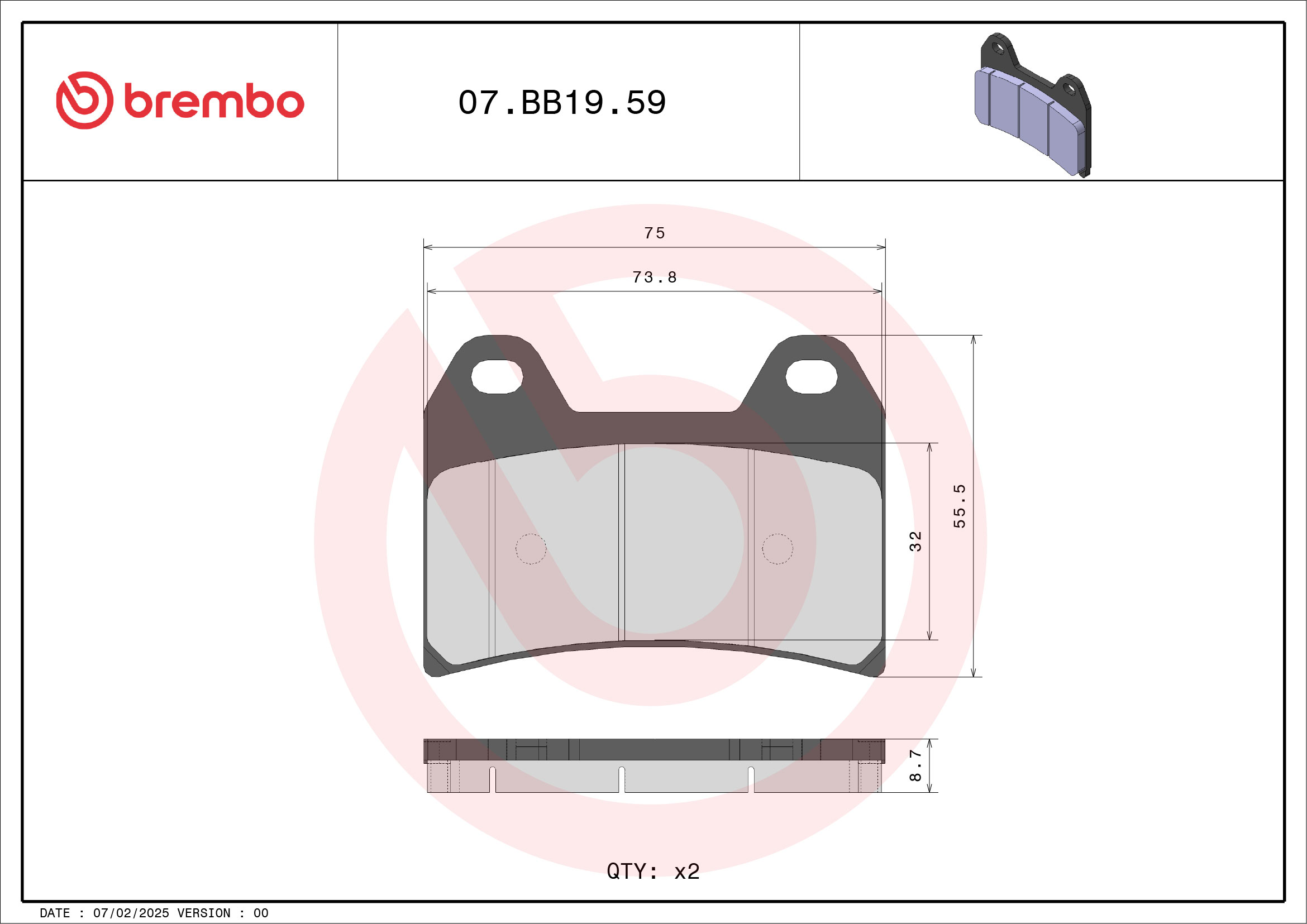 Brzdové obloženie BREMBO 07BB1959 CC ROAD