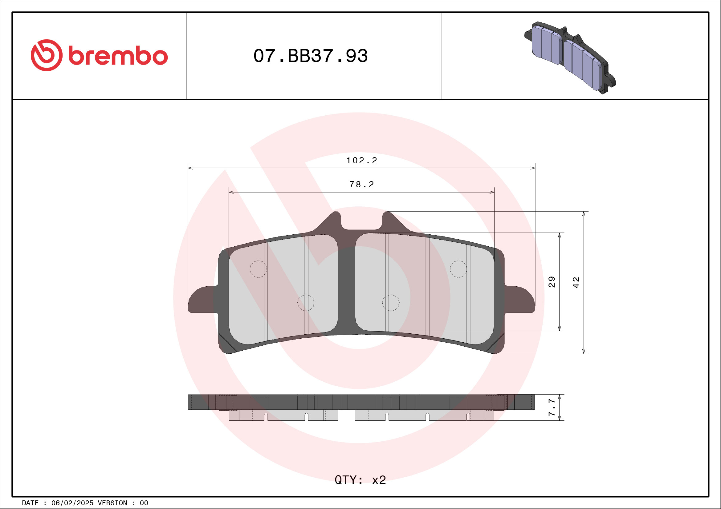 Brzdové obloženie BREMBO 07BB3793 GENUINE