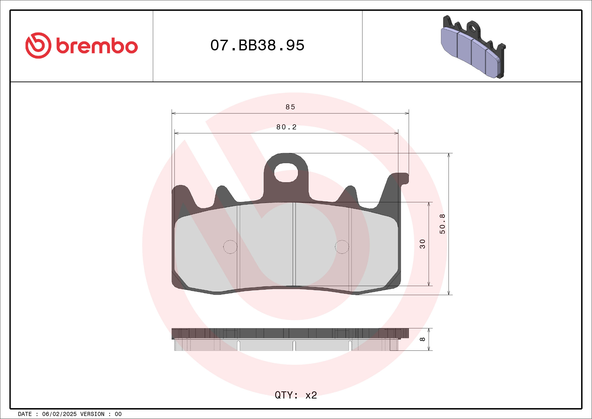 Brzdové obloženie BREMBO 07BB3895 CC ROAD