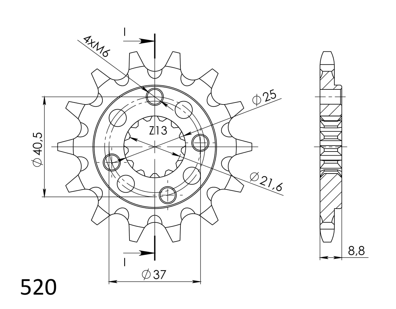 Pinion fata SUPERSPROX 13T, 520 [1]