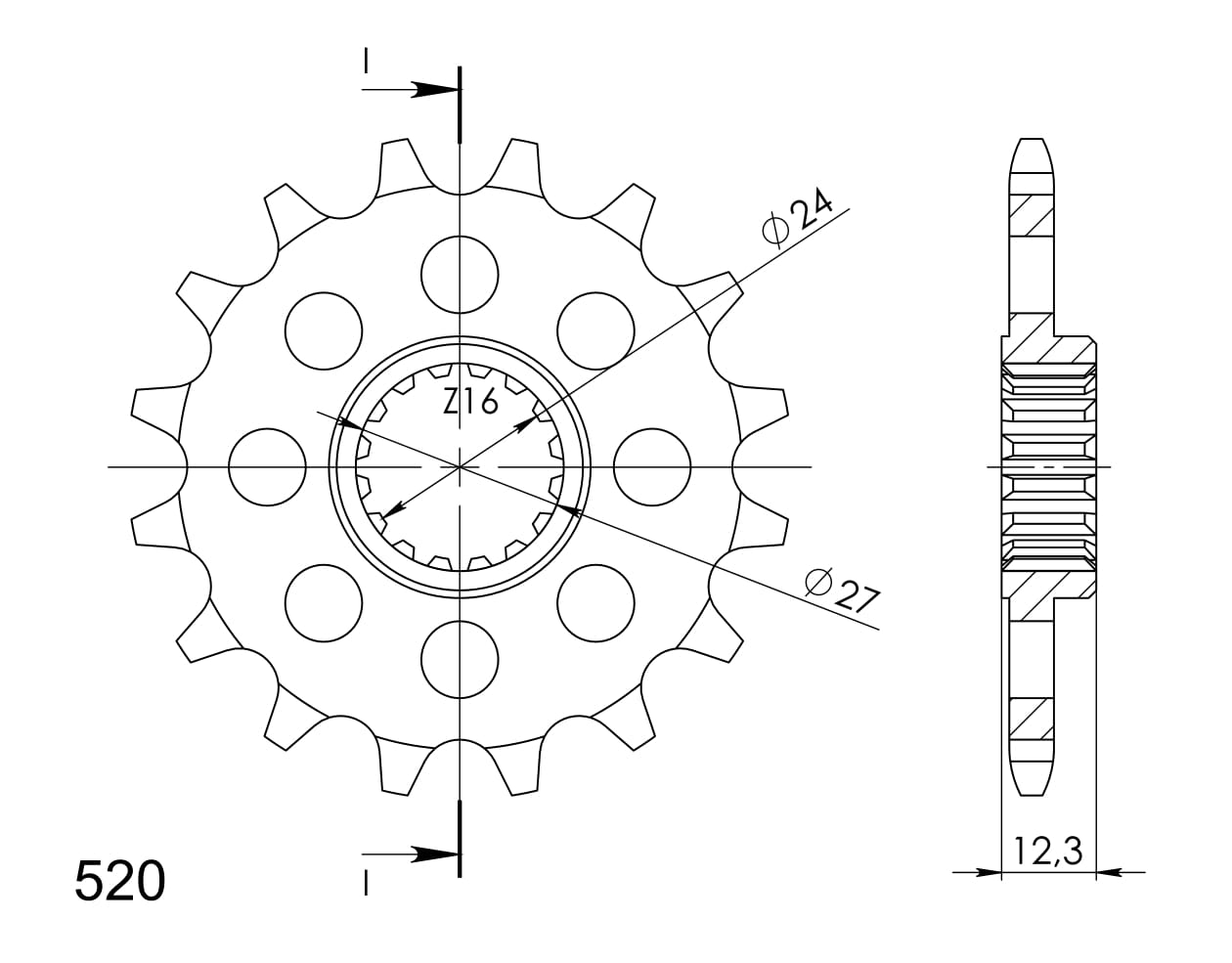 Pinion fata SUPERSPROX 16T, 520 [1]