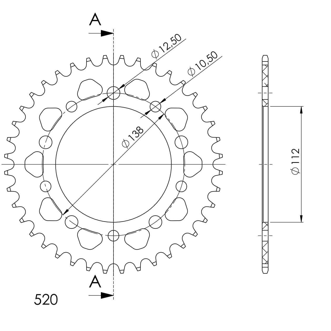 Foaie spate ALU SUPERSPROX Negru 40T, 520 [1]