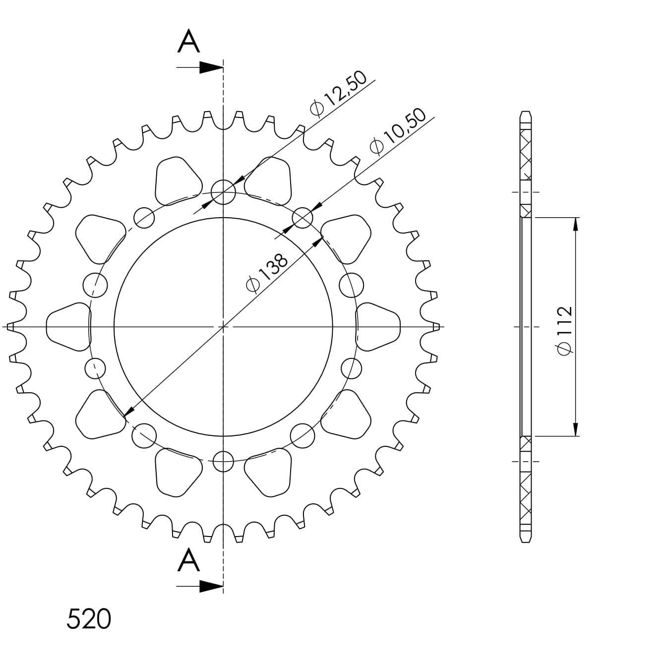 Foaie spate ALU SUPERSPROX Negru 41T, 520 [1]