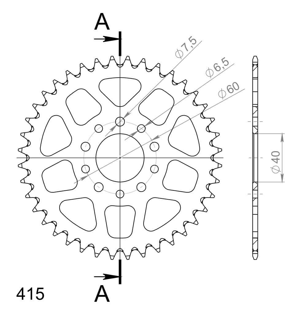 Foaie spate ALU SUPERSPROX portocaliu 40T, 415 [1]