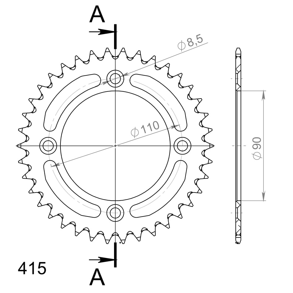 Foaie spate ALU SUPERSPROX Negru 38T, 415 [1]