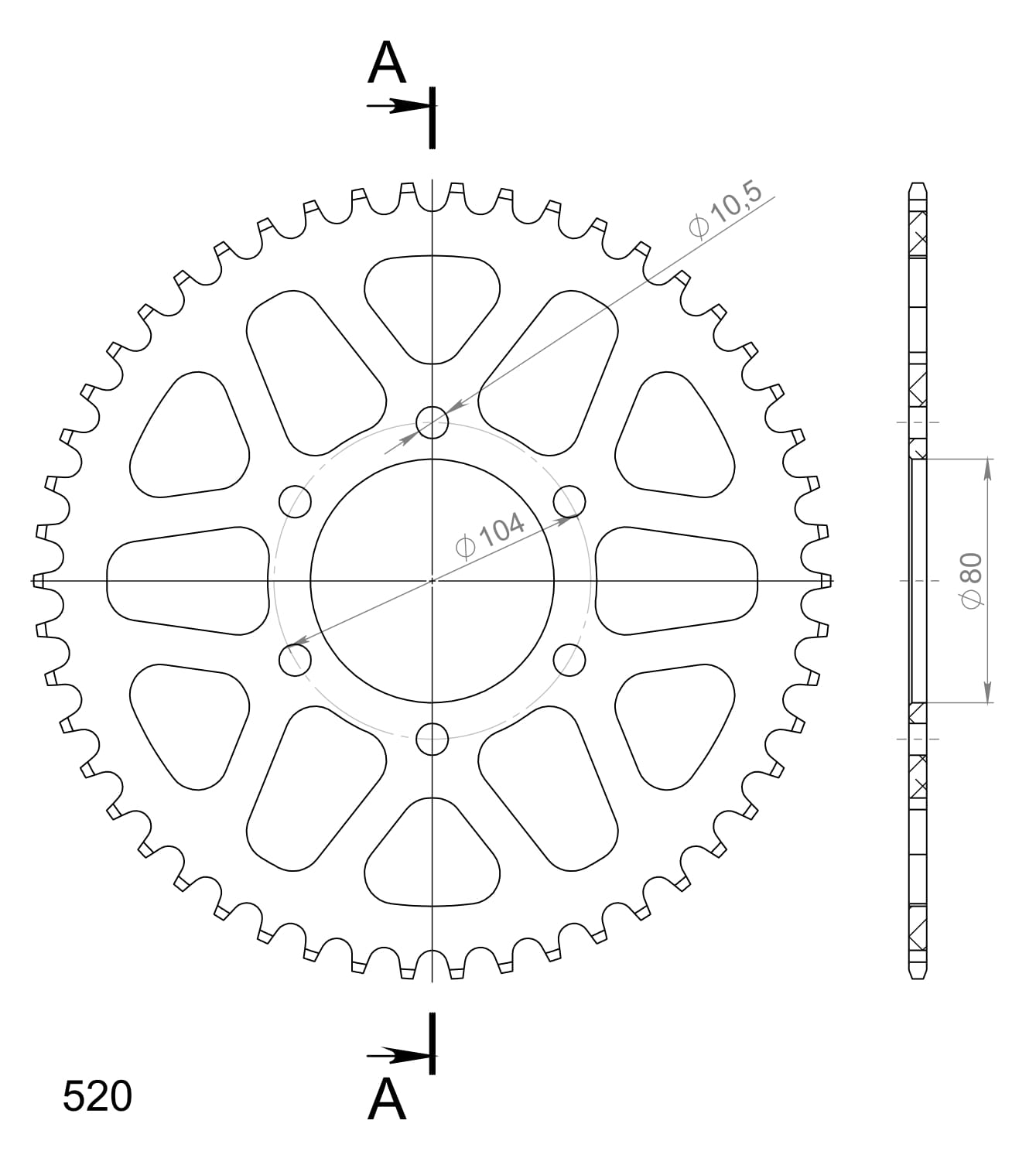 Foaie spate ALU SUPERSPROX Negru 50T, 520 [1]