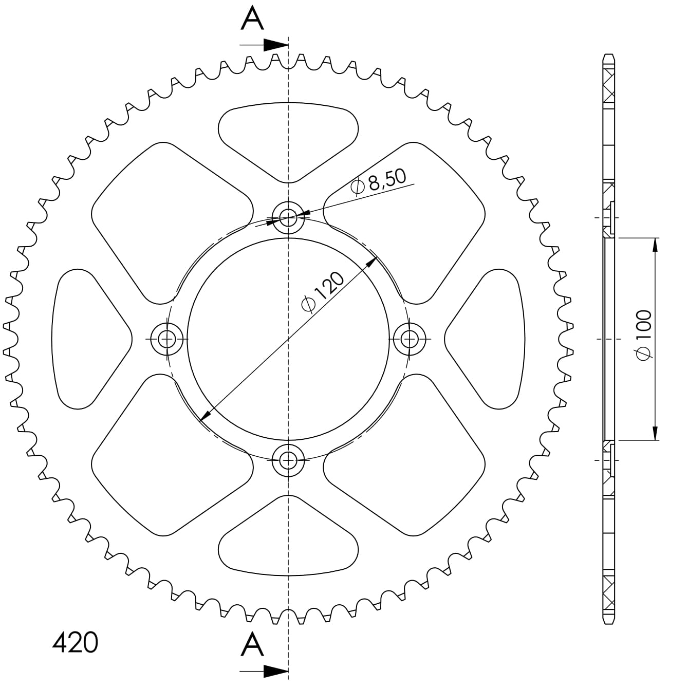 Foaie spate ALU SUPERSPROX Rosu 68T, 420 [1]