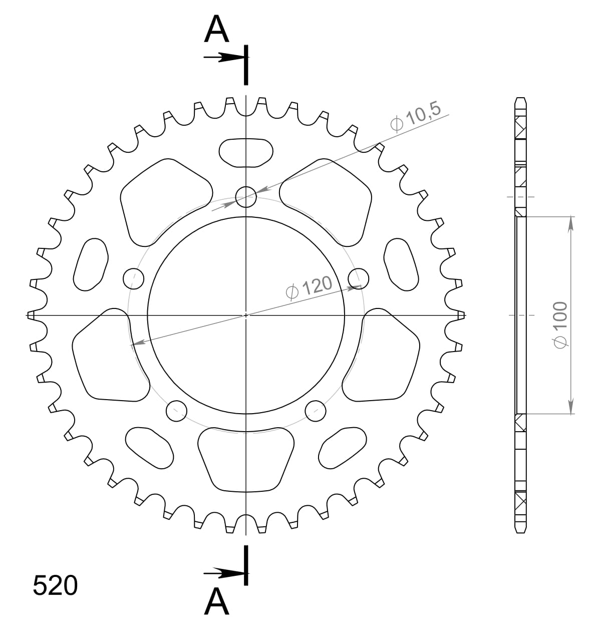 Foaie spate ALU SUPERSPROX Negru 42T, 520 [1]