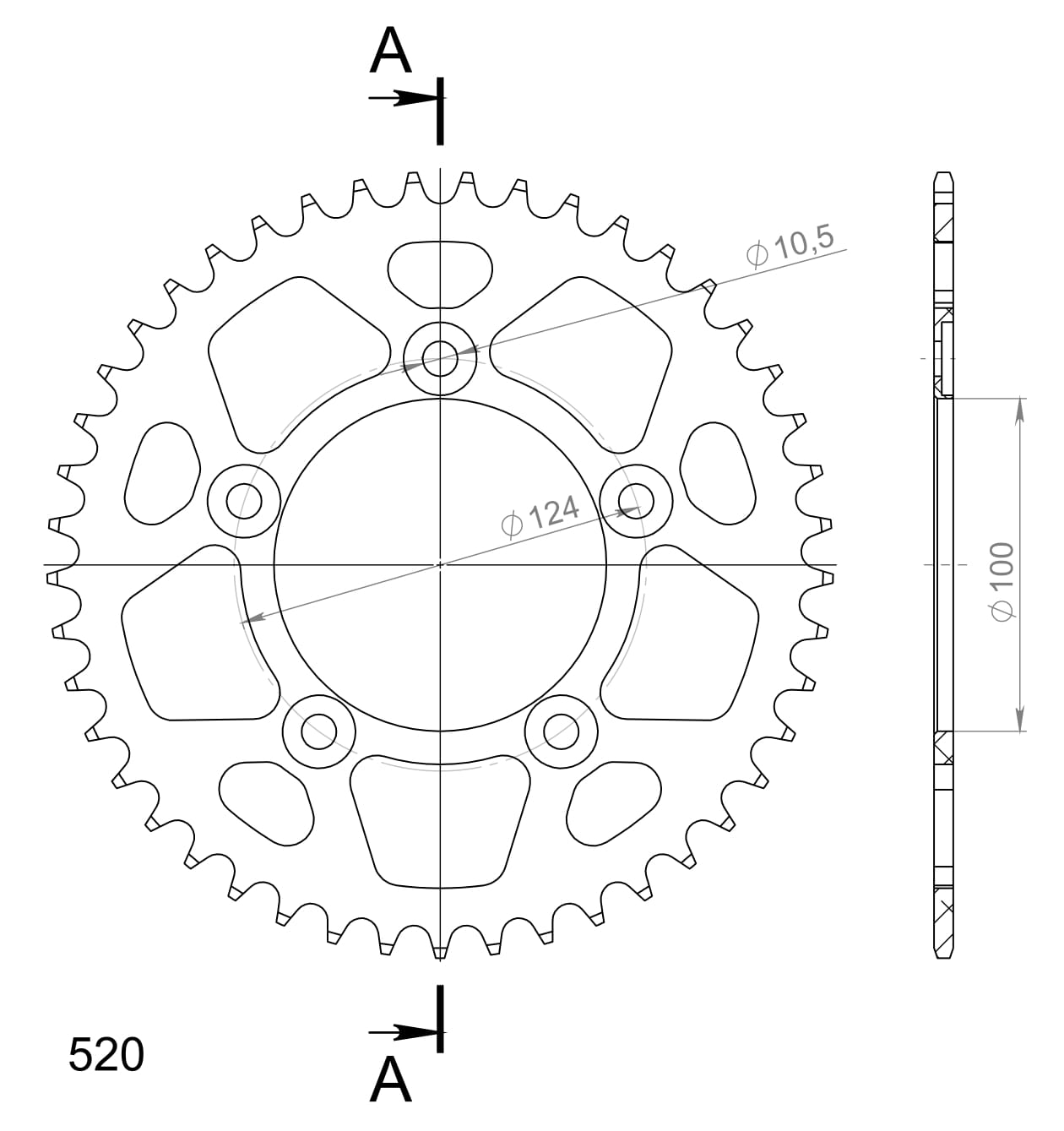 Foaie spate ALU SUPERSPROX Negru 45T, 520 [1]