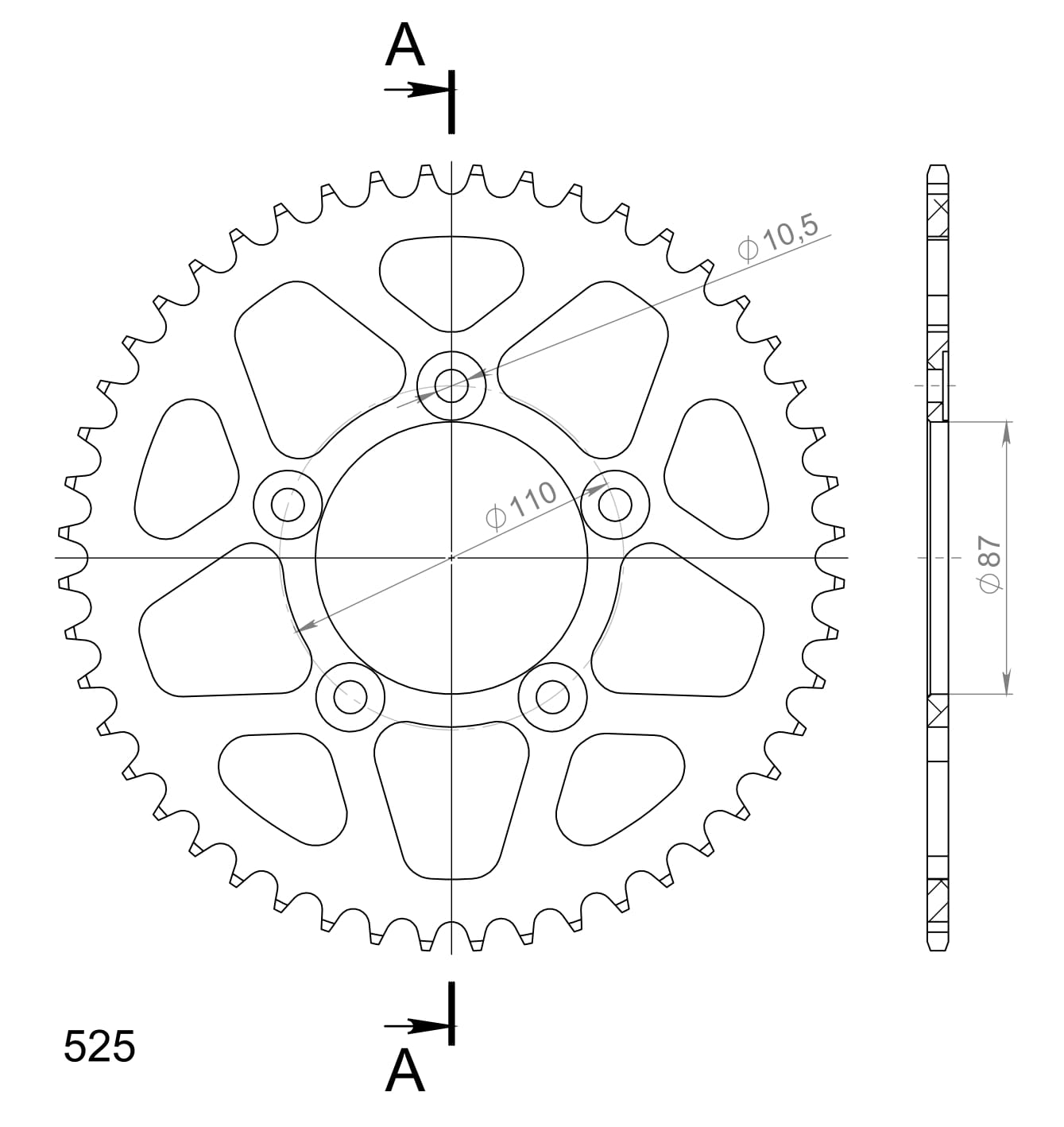 Foaie spate ALU SUPERSPROX Negru 48T, 525 [1]