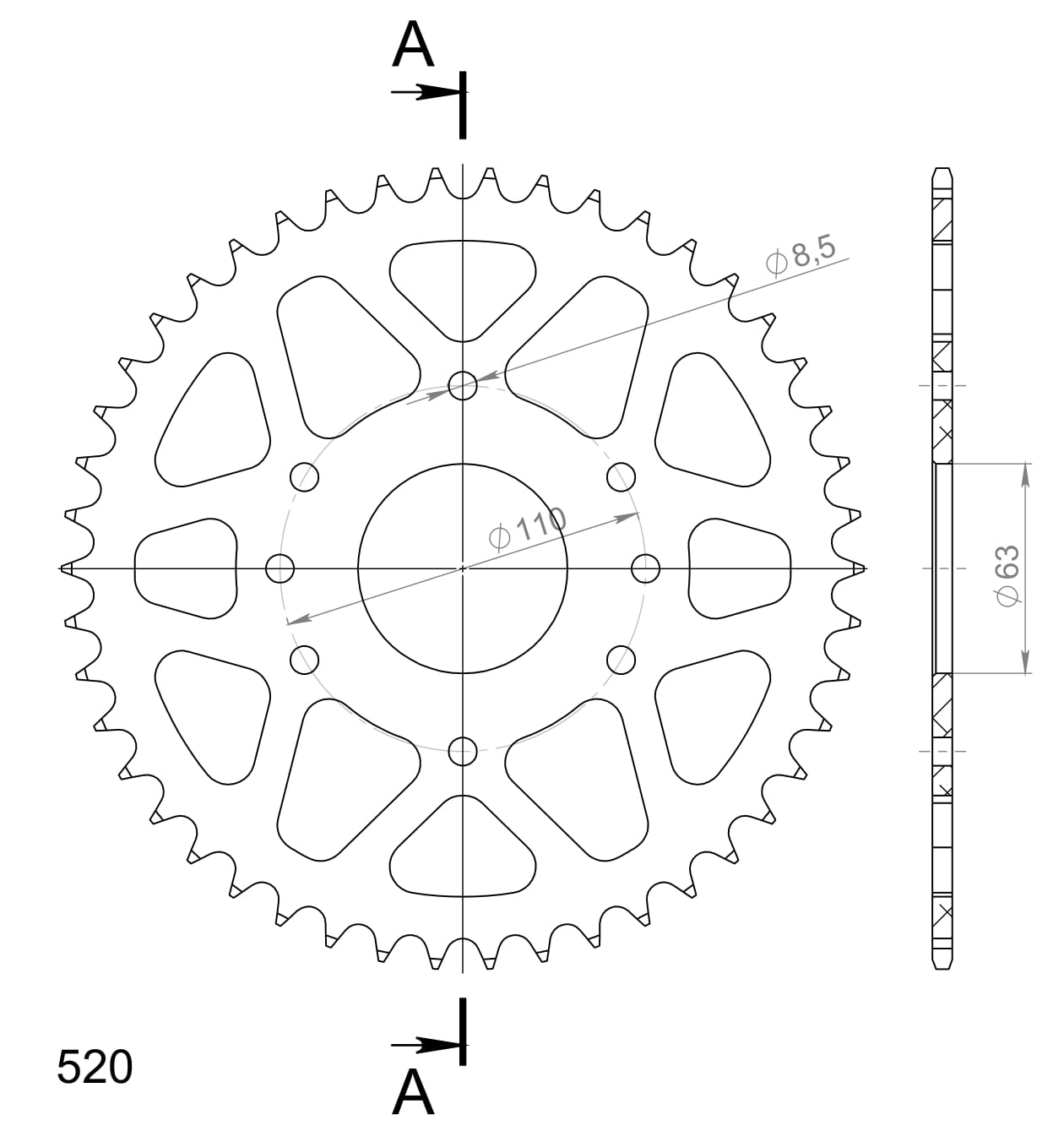 Foaie spate ALU SUPERSPROX portocaliu 46T, 520 [1]