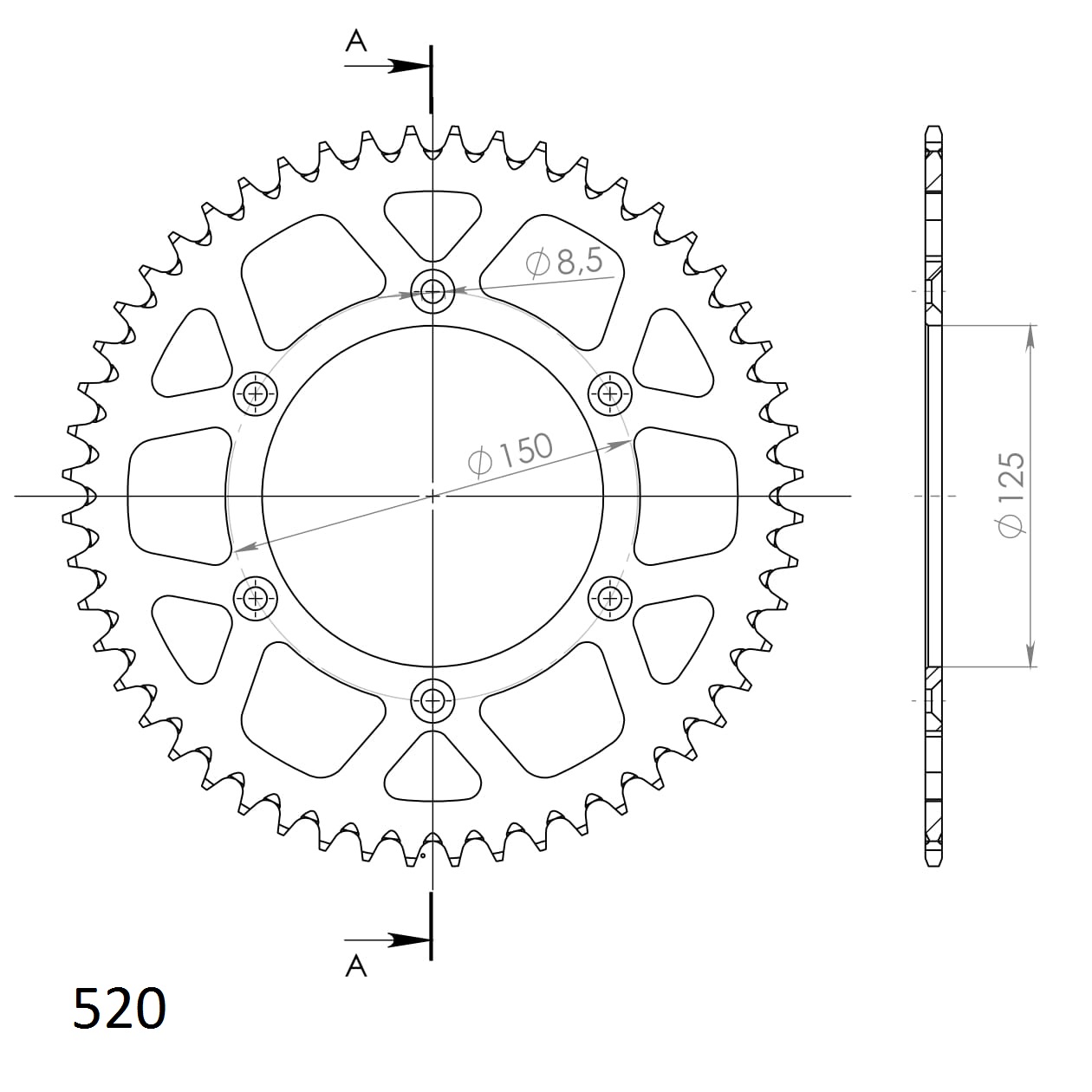 Rear ALU sprocket SUPERSPROX portocaliu 48T, 520 [1]