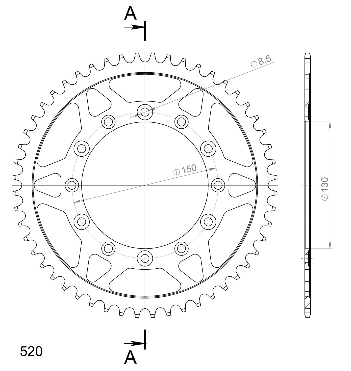 Foaie spate SUPERSPROX Negru 52T, 520 [1]